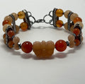 CARNELIAN, PEACH AVENTURINE, SUNSTONE BUTTERFLY DOUBLE SIZE 7-7.5IN