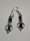 GARNET HEART FRAME EARRINGS