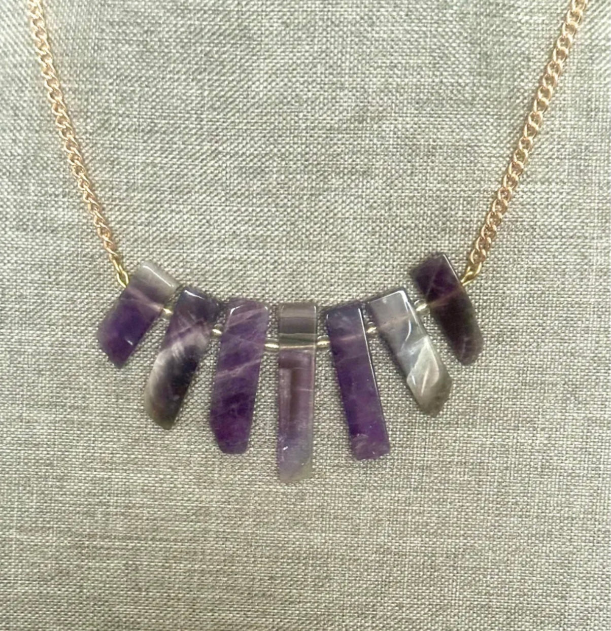 NATURAL AMETHYST, SLAB/BEAD NECKLACE