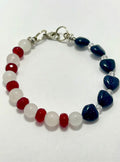 SANDSTONE, QUARTZ, DYED AGATE, CZECH GLASS BRACELET SIZE 7-7.5”