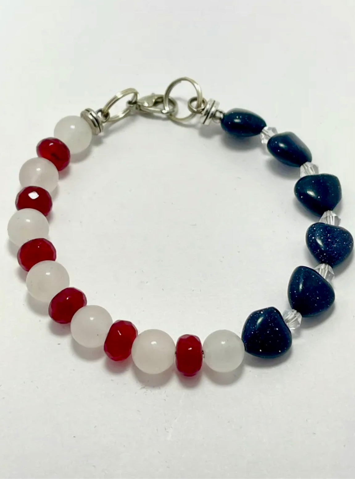 SANDSTONE, QUARTZ, DYED AGATE, CZECH GLASS BRACELET SIZE 7-7.5”