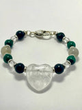 SHUNGITE, MOONSTONE, MALACHITE & CLEAR QUARTZ SIZE 7-7.5”