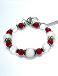 RED CORAL , FACET CLEAR QUARTZ & AVENTURINE BRACELET SIZE 7.5”