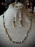 MORGANITE, TSAVORITE, CITRINE & LABRADORITE EARRINGS, BRACELET & NECKLACE SET