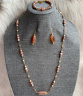 RED VEIN JASPER, PINK OPAL & PINK AGATE JEWELRY SET