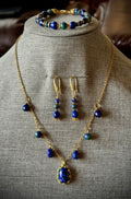 JOB’S TEARS SEEDS & AZURITE/ MALACHITE EARRINGS,BRACELET & NECKLACE SET