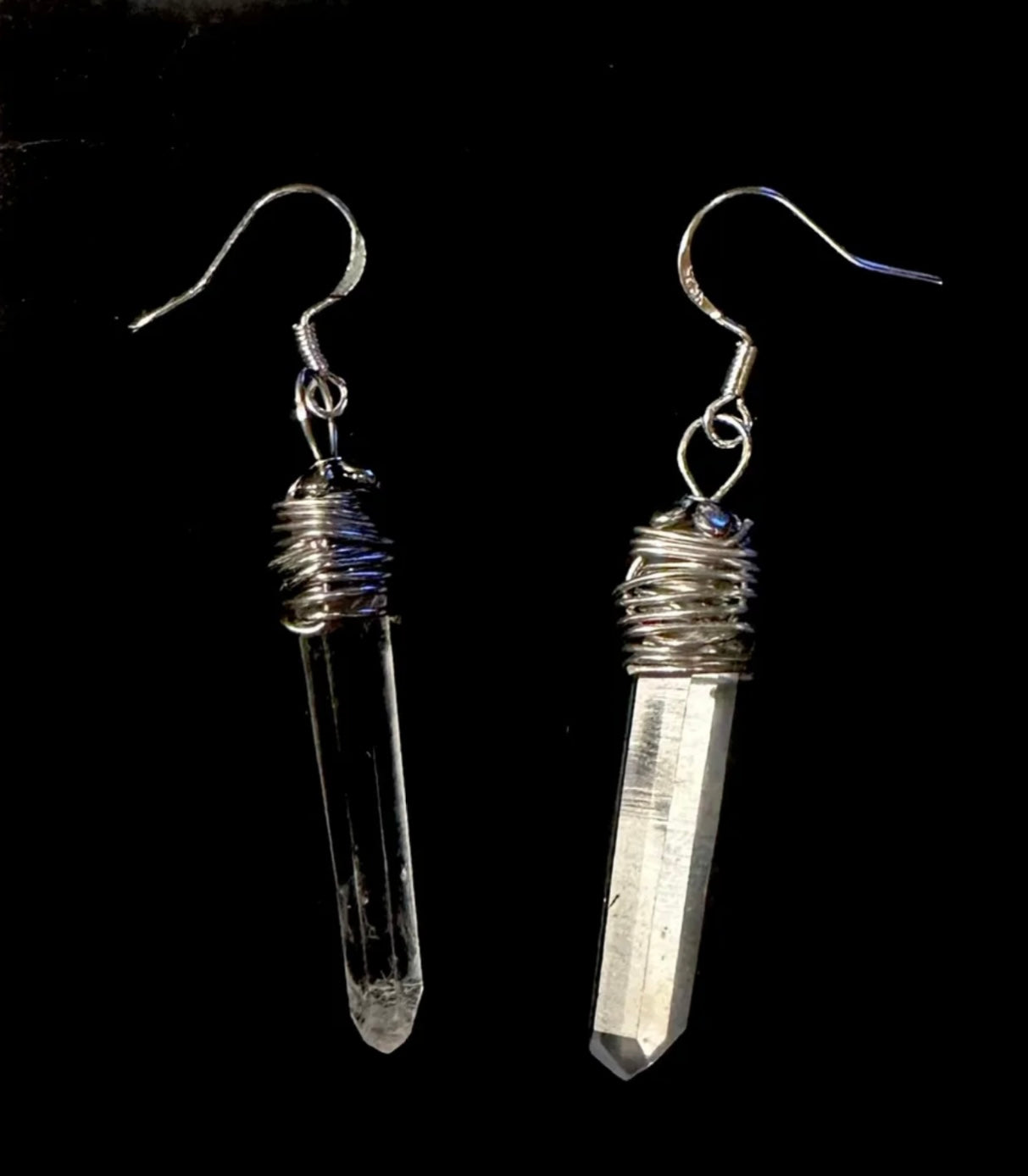 NATURAL QUARTZ, CRYSTAL POINT EARRINGS