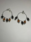 CARNELIAN & GARNET WIRE WRAPPED EARRINGS