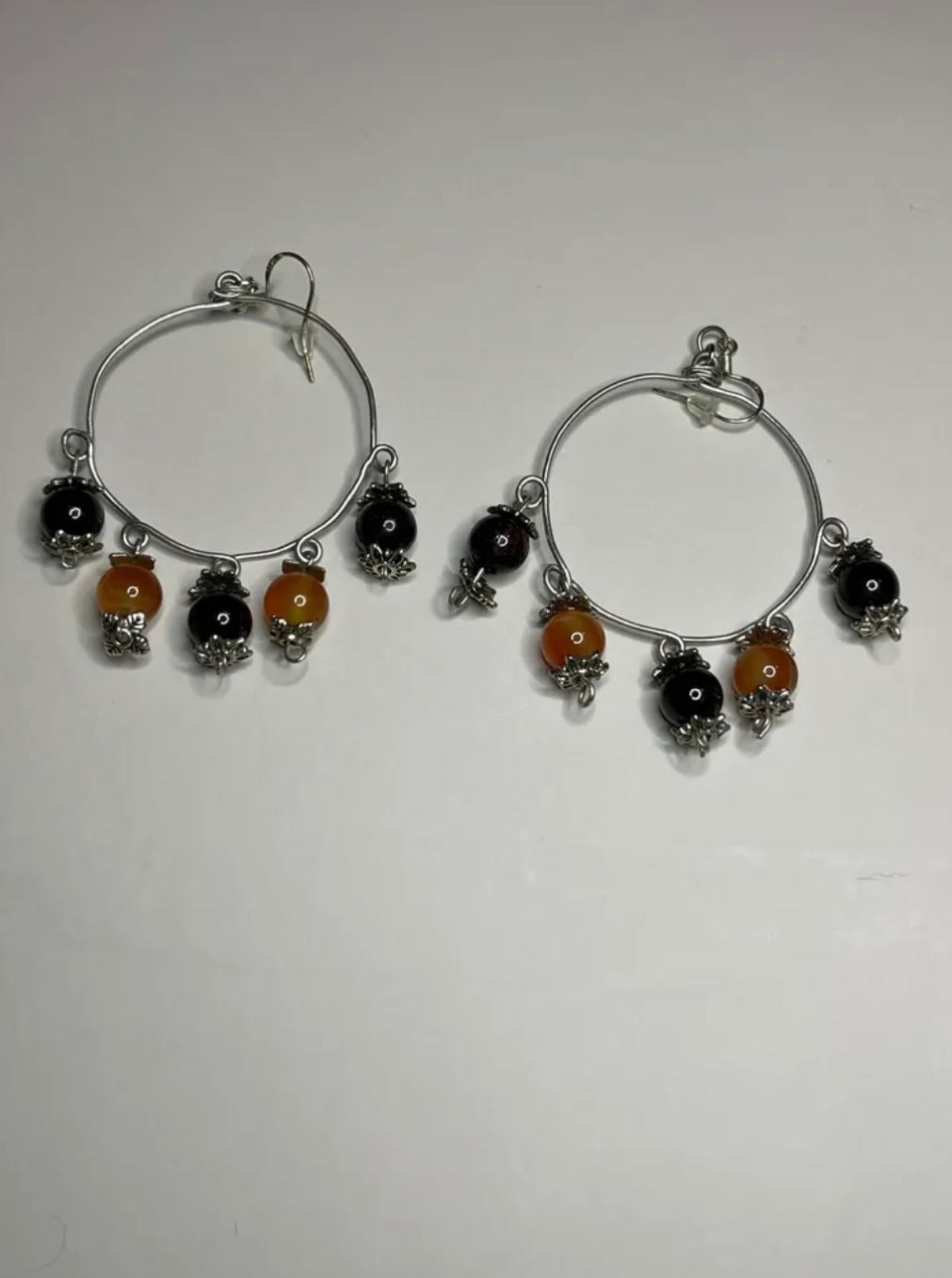 CARNELIAN & GARNET WIRE WRAPPED EARRINGS